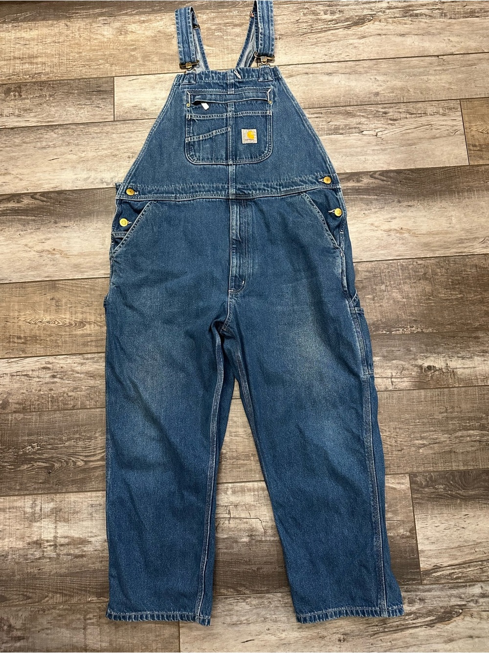 Carhartt Men's Dark Blue Relaxed Denim Overalls